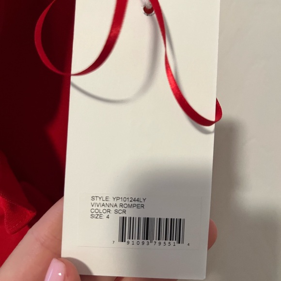 Likely Vivianna Asymmetric Ruffle Romper 4 Scarlet - Picture 2 of 5